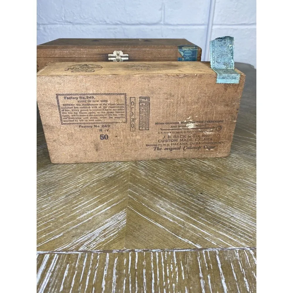 Vintage 1930 Wood Cigar Box X3 Nutura Cedarap Corona Chicas Backs Rex JB Back Co